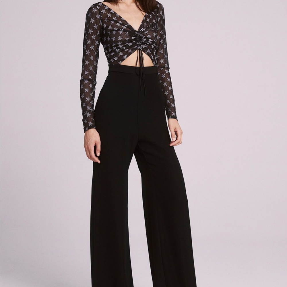 Tadashi Shoji Black Karlie Metallic Star Jumpsuit
